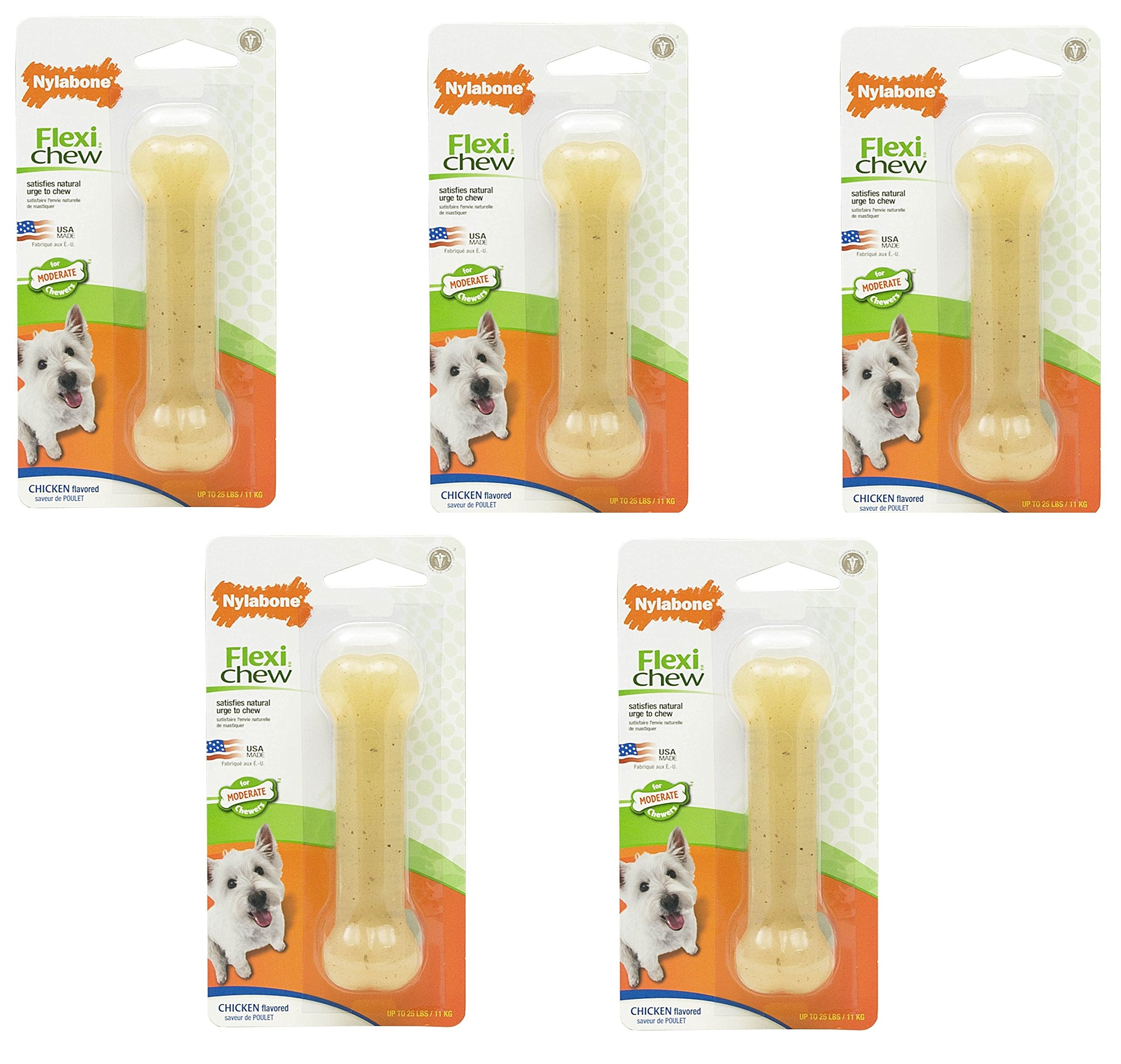 Nylabone pack 5 os poulet vue de face montre variété et avantage divertissement