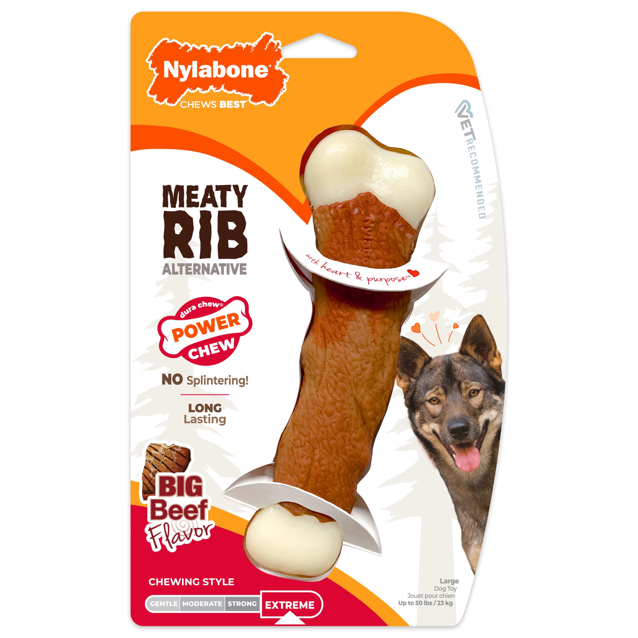 Nylabone Power Chew avant-plan emballage montrant durabilité pour mastication