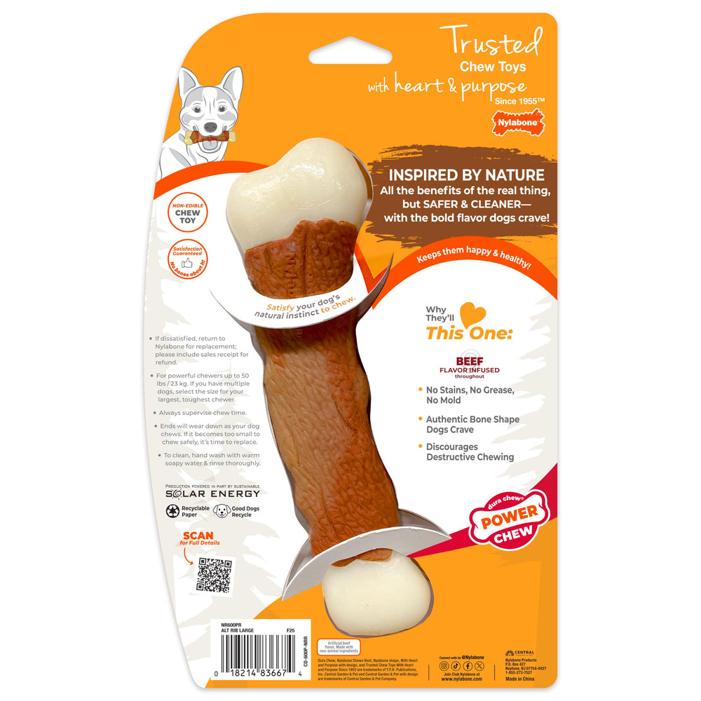 Nylabone Power Chew emballage lisible informations sécurité et dimensions