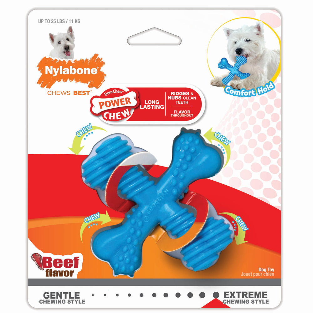 Nylabone vue avant montrant la forme en X et prise confortable