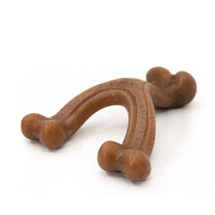 Nylabone vue de face de l’emballage montrant la forme wishbone et le goût bacon