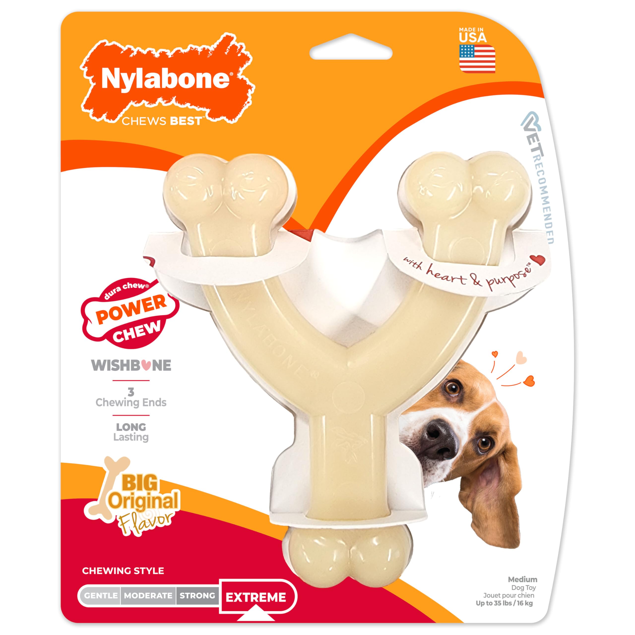 Nylabone wishbone face avant montrant forme résistante et attrait