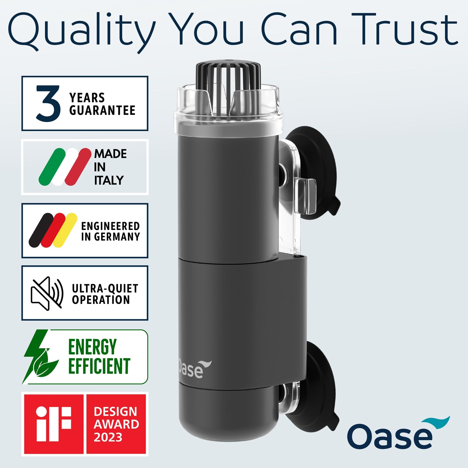 OASE CrystalSkim 350 comparaison taille avec main pour évaluer encombrement