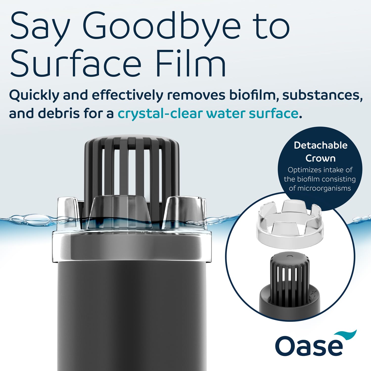 OASE CrystalSkim 350 en fonctionnement dans aquarium planté pour eau claire