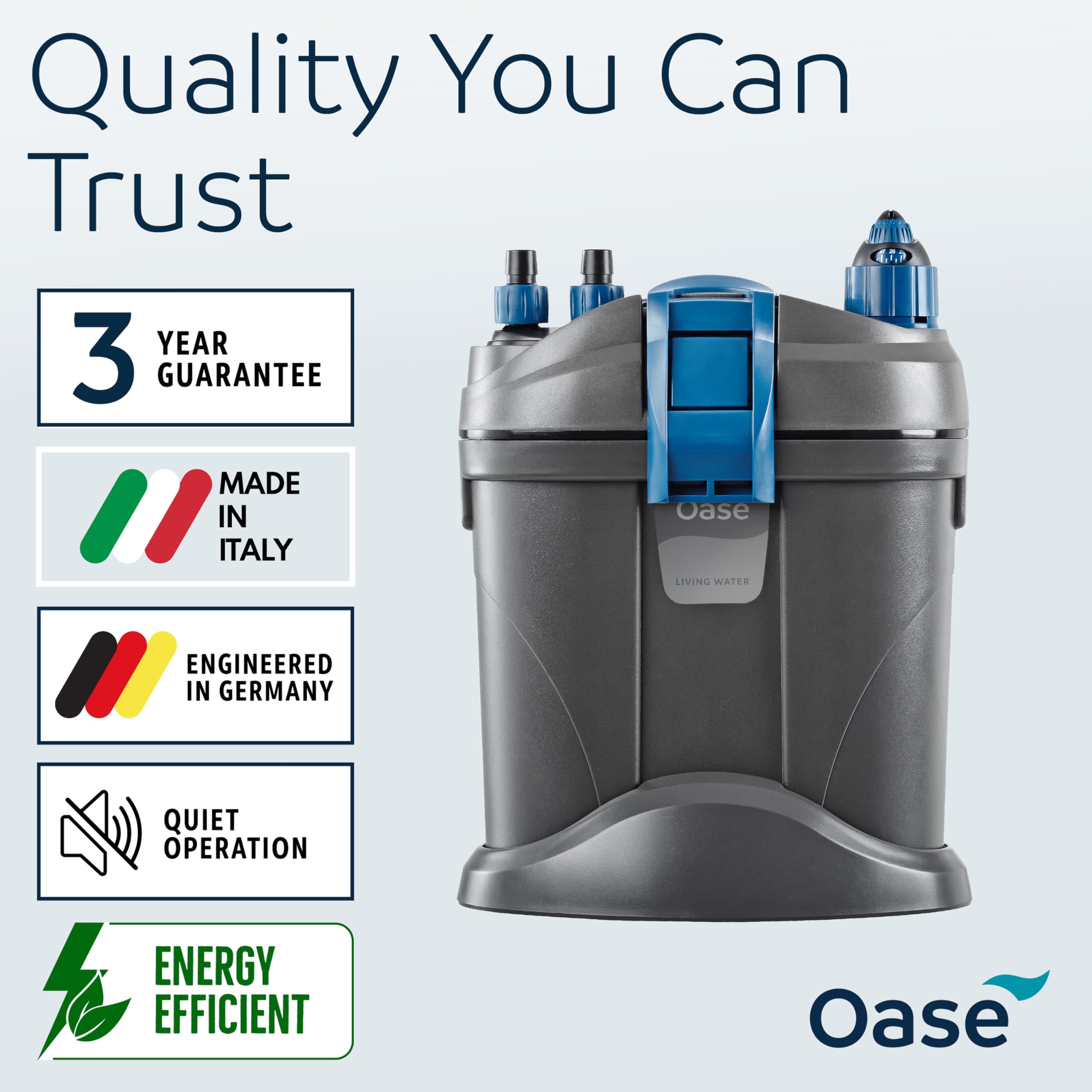 OASE Filtosmart Thermo 100 en contexte salon montrant esthétique discrète et intégration facile