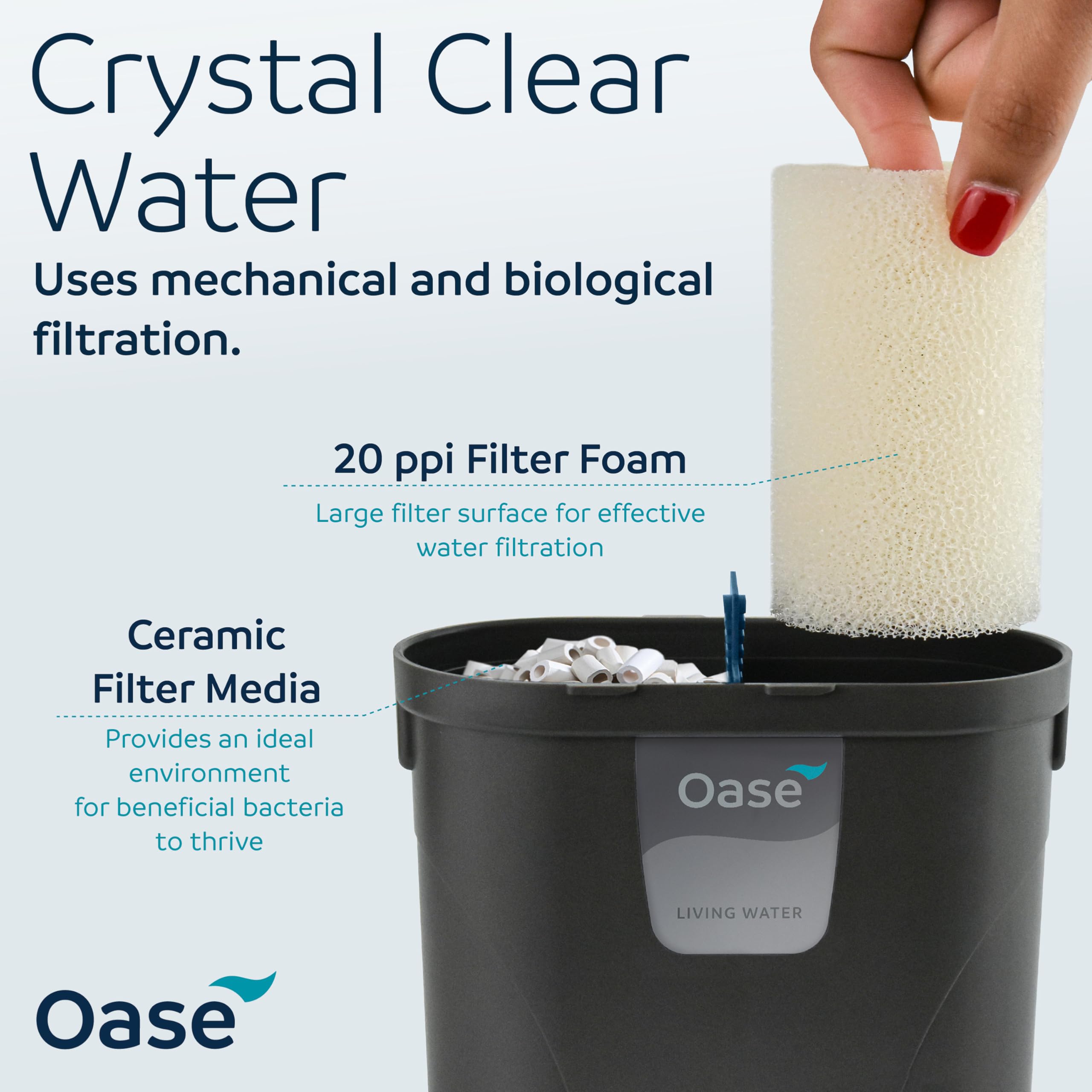 OASE FiltoSmart 60 couvercle détaillé avec verrous pour entretien sans éclaboussures