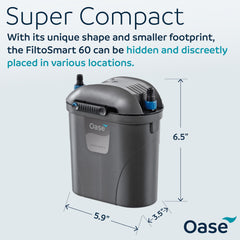 OASE FiltoSmart 60 installé sous un meuble pour une installation discrète et propre
