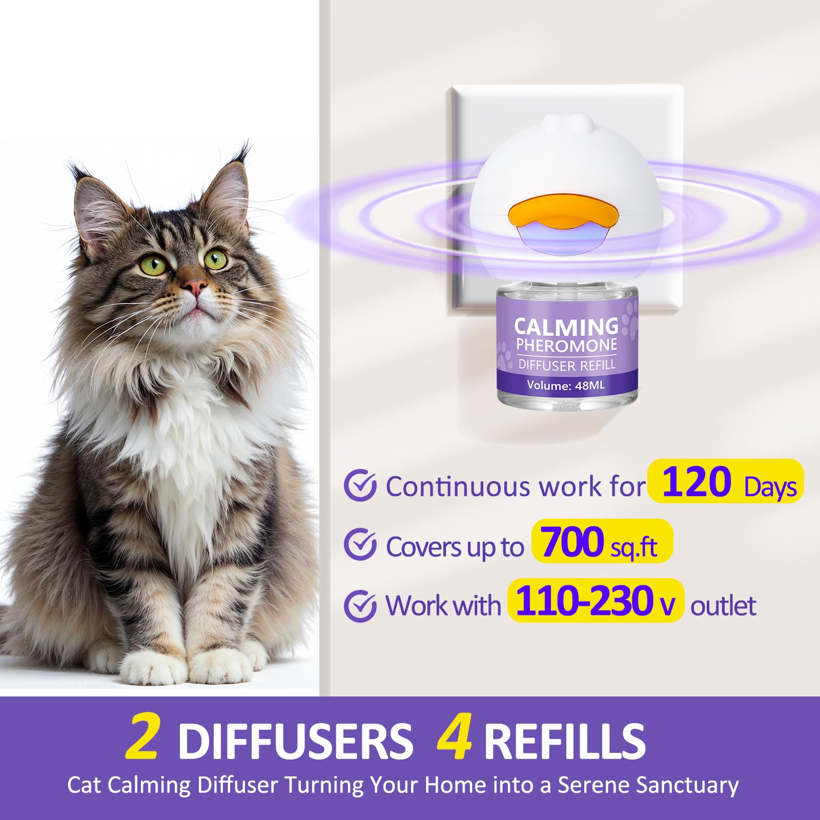 OcePor diffuseur en salon près d'un chat pour créer un environnement calme