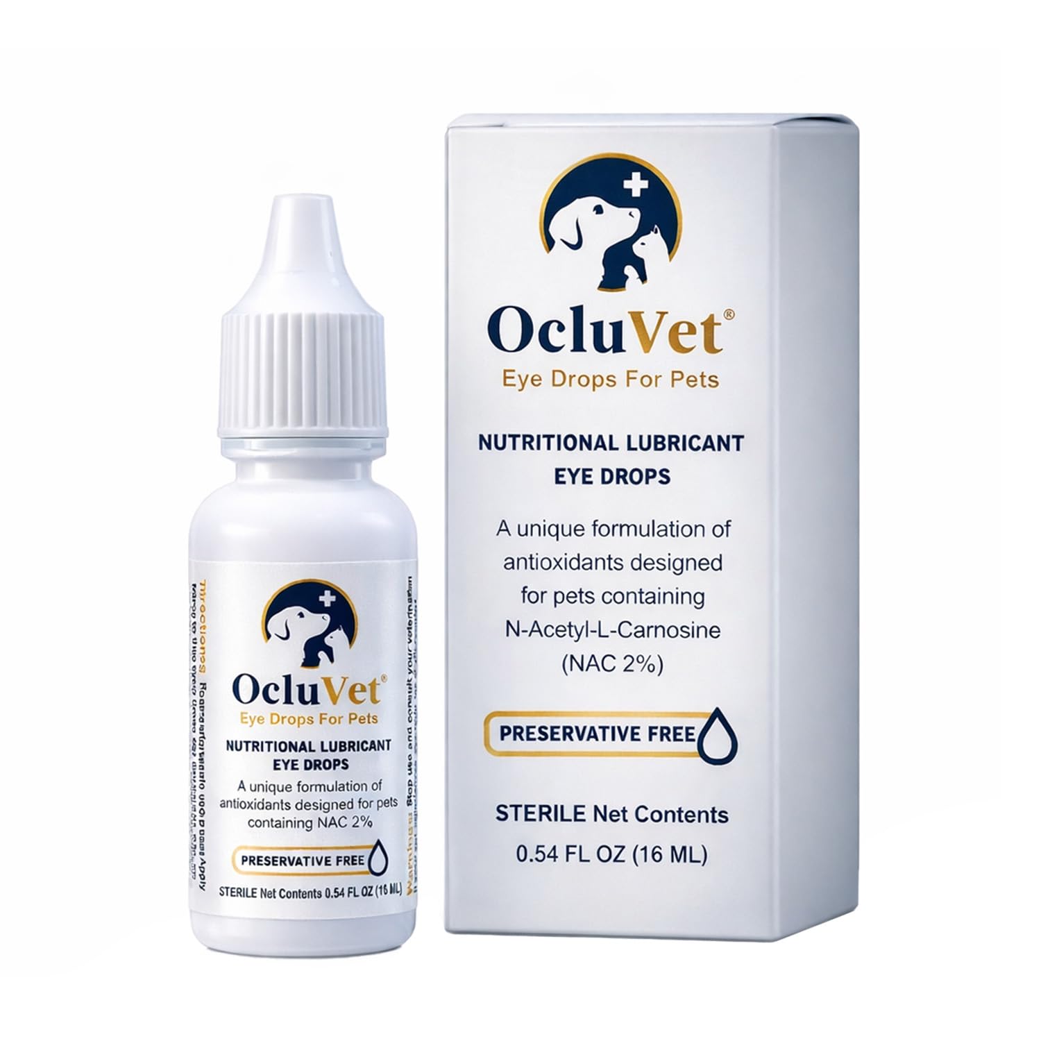 OcluVet emballage avant 16 mL montrant la présentation et l'avantage de dosage précis