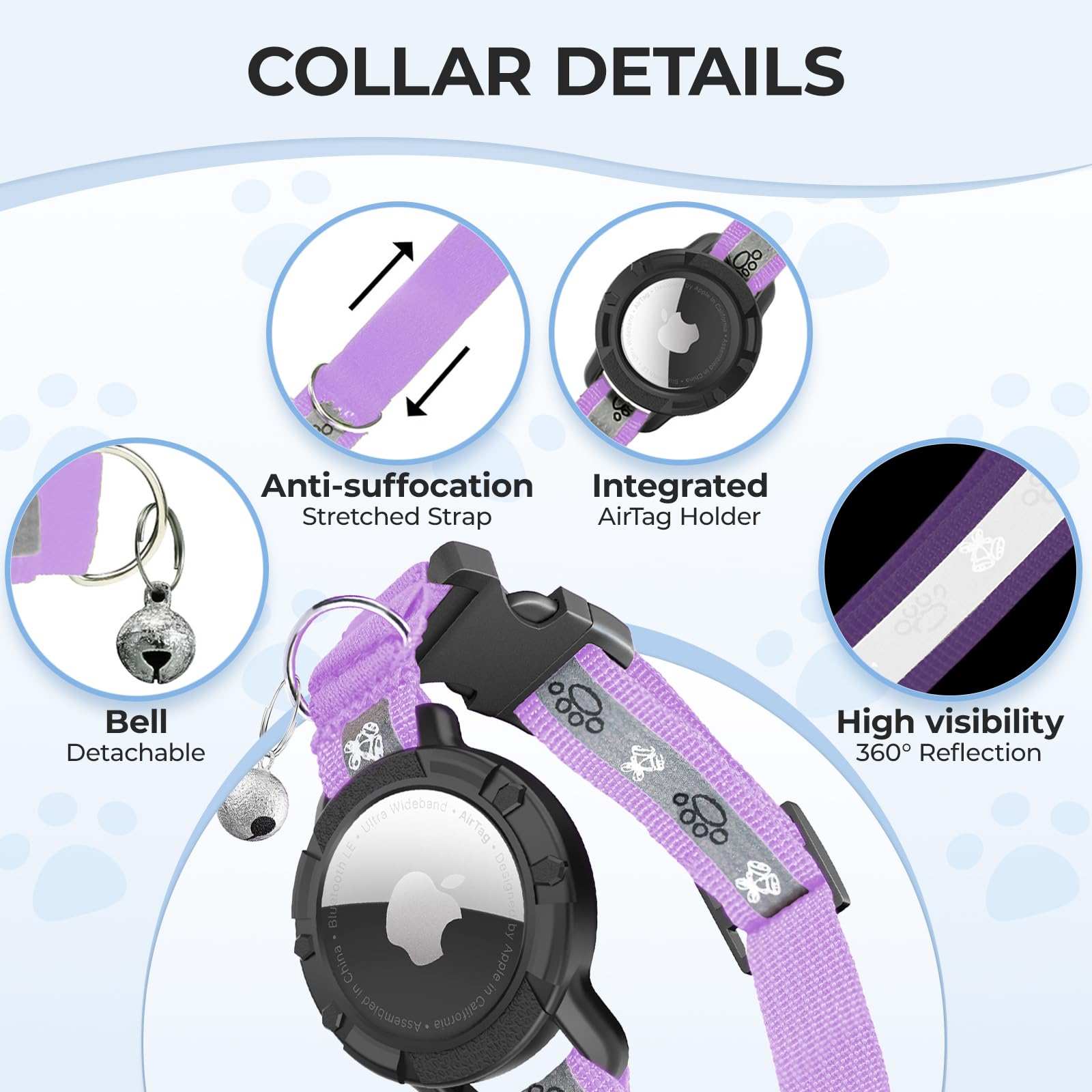 Collier Odokele porté par un chat confortable et discret en extérieur