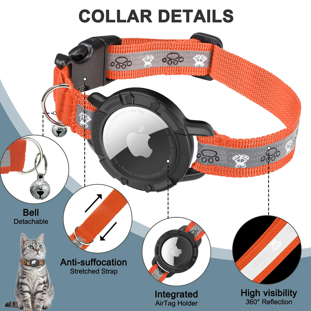 Odokele collier porté par un chat confort et suivi discret grâce à AirTag