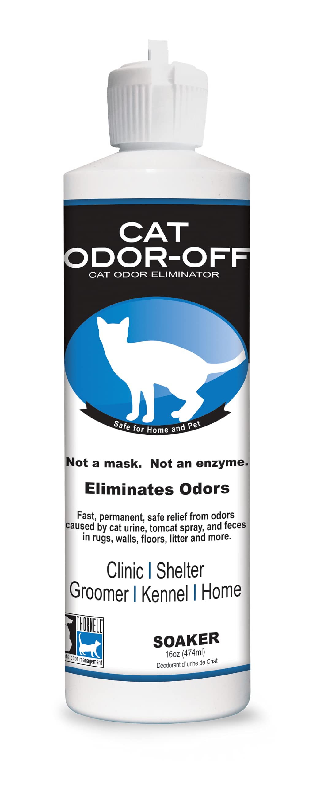 Odorcide flacon face 16 oz montrant l’étiquette professionnelle, solution efficace