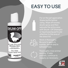 Gros plan flacon Odorcide Skunk Off 8 oz montrant texture et facilité d'application