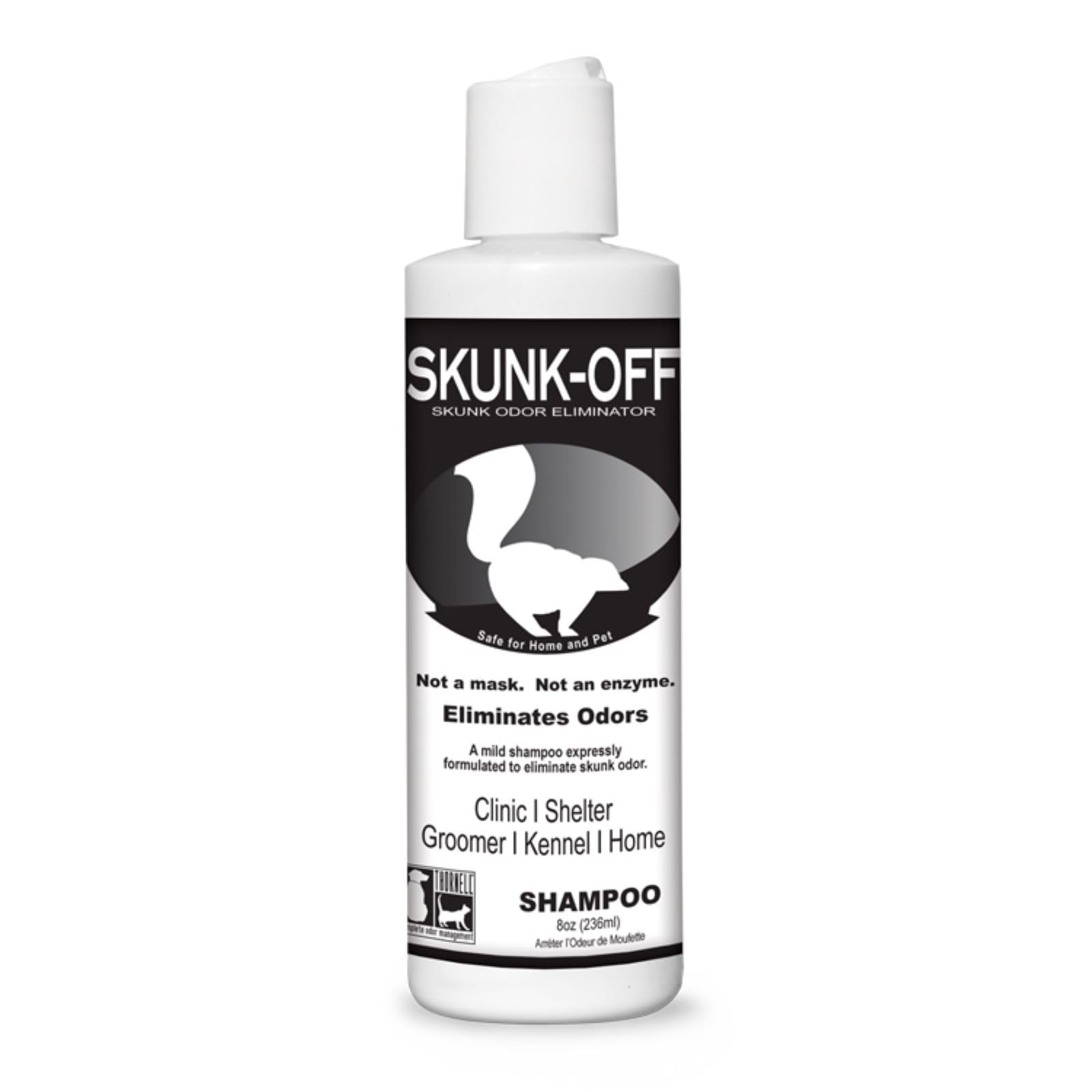Odorcide Skunk Off packaging visible avec étiquette claire et bénéfice neutralisation rapide
