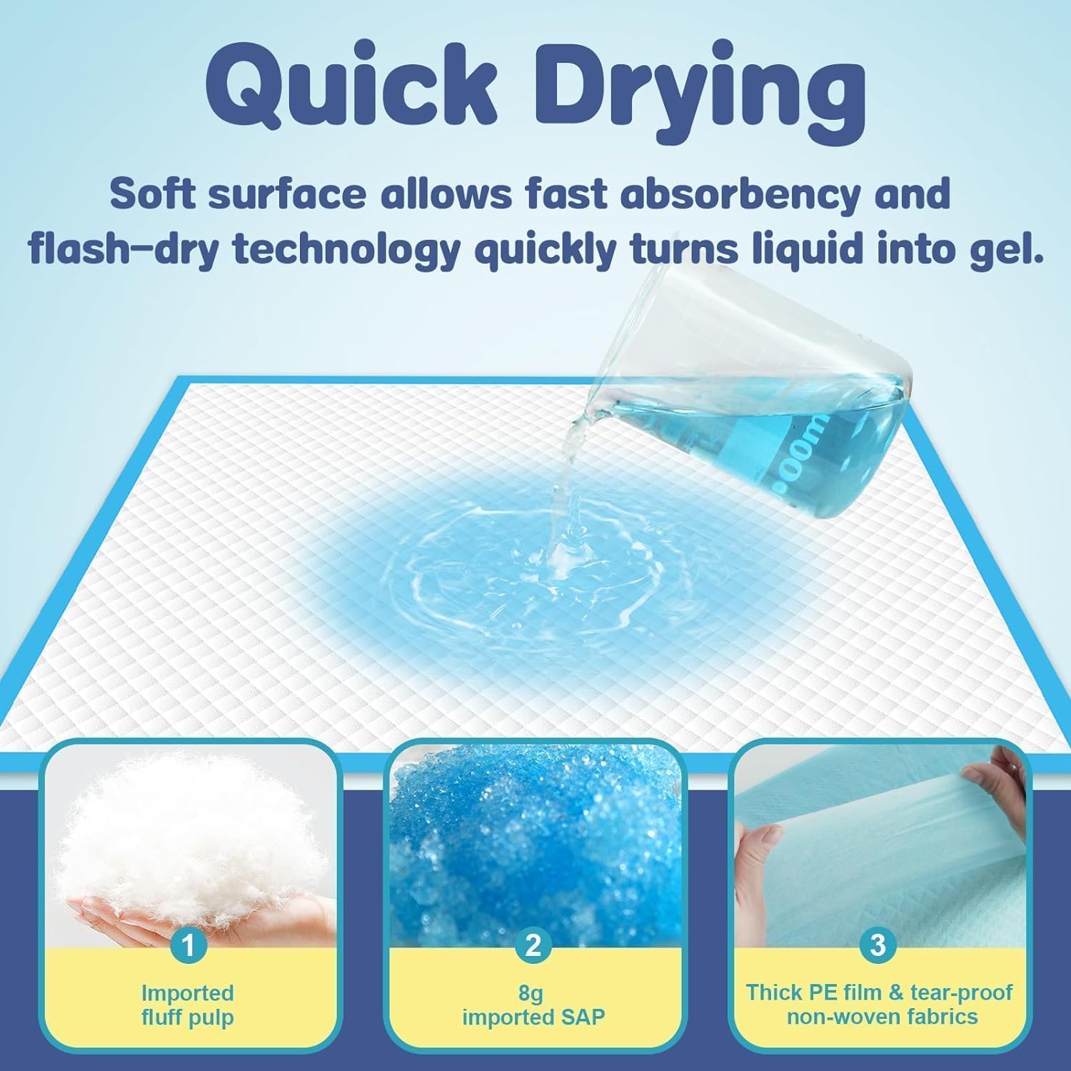 Odorless gros plan sur les six couches pour absorption rapide