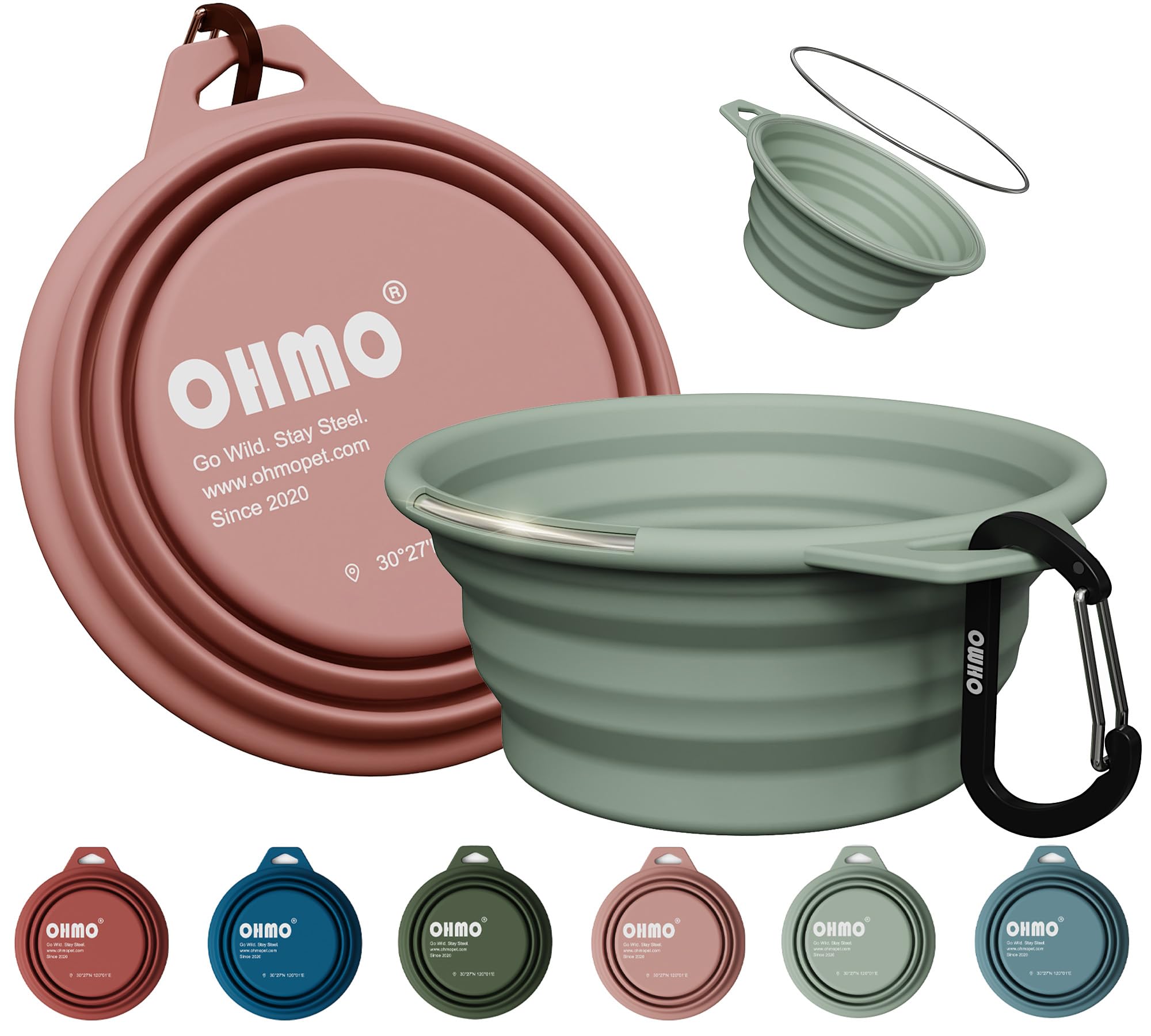 OHMO gamelle devant emballage montrant lot corail et sauge, gain d'espace