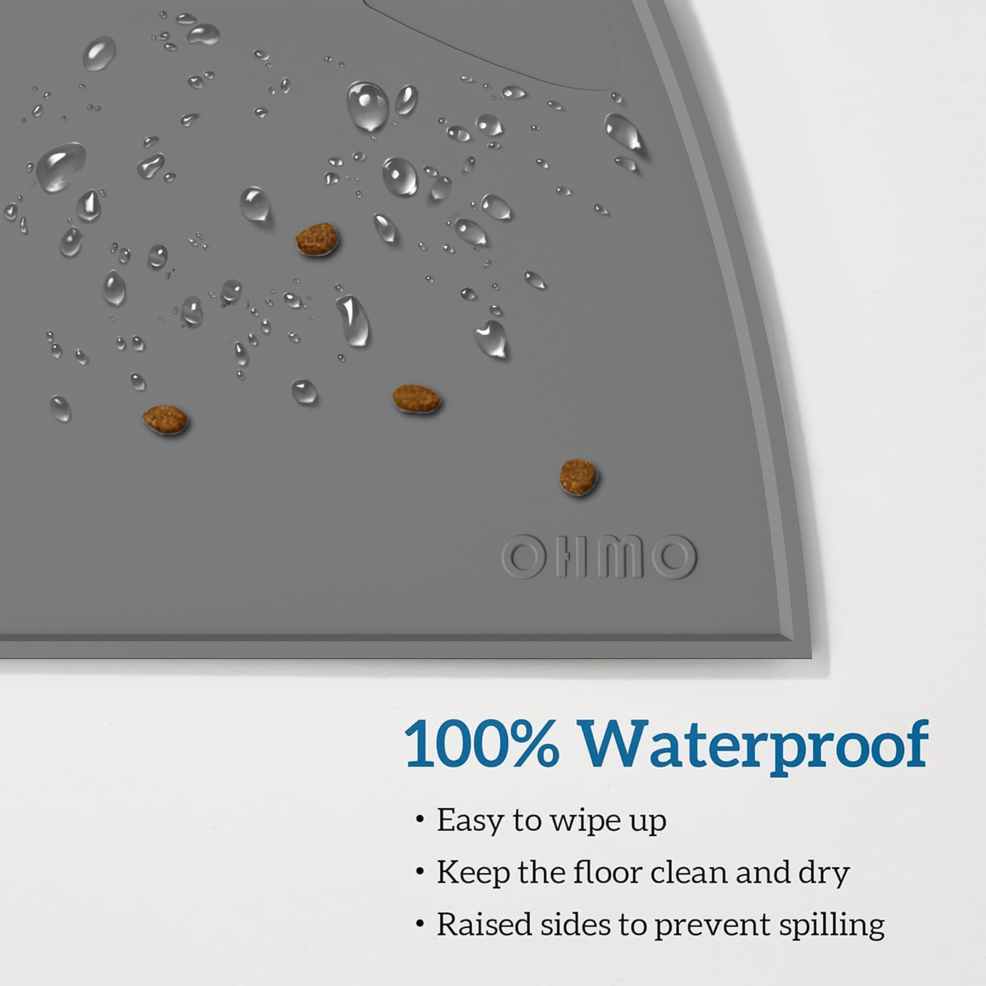 OHMO détail rebord souple empêchant nourriture et eau de couler