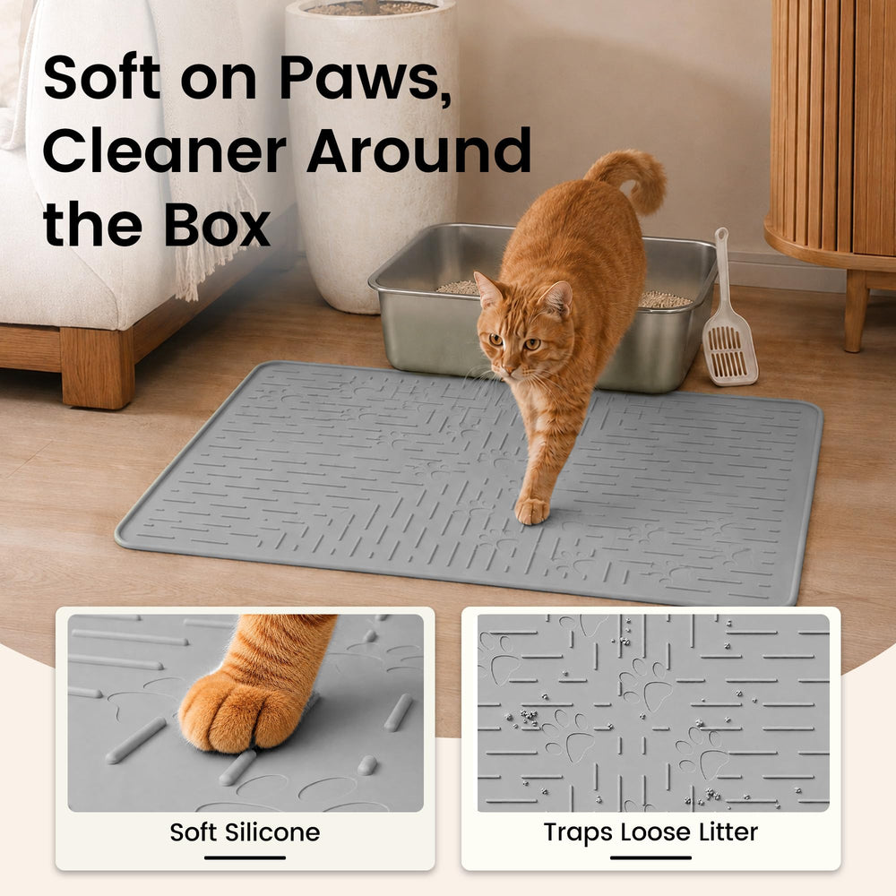 ohmo tapis litière chat quittant bac les grains retenus sur le tapis