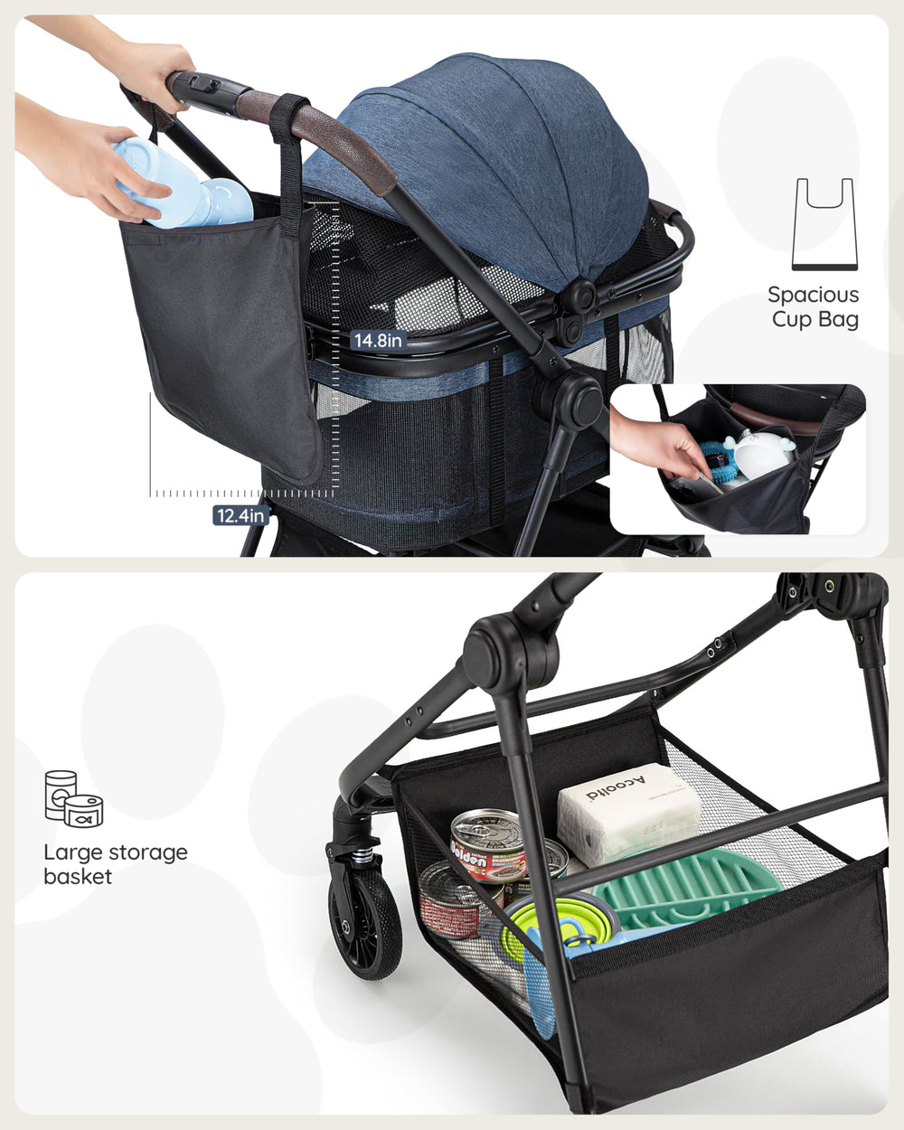 ojcme poussette pliée compacte pour rangement pratique