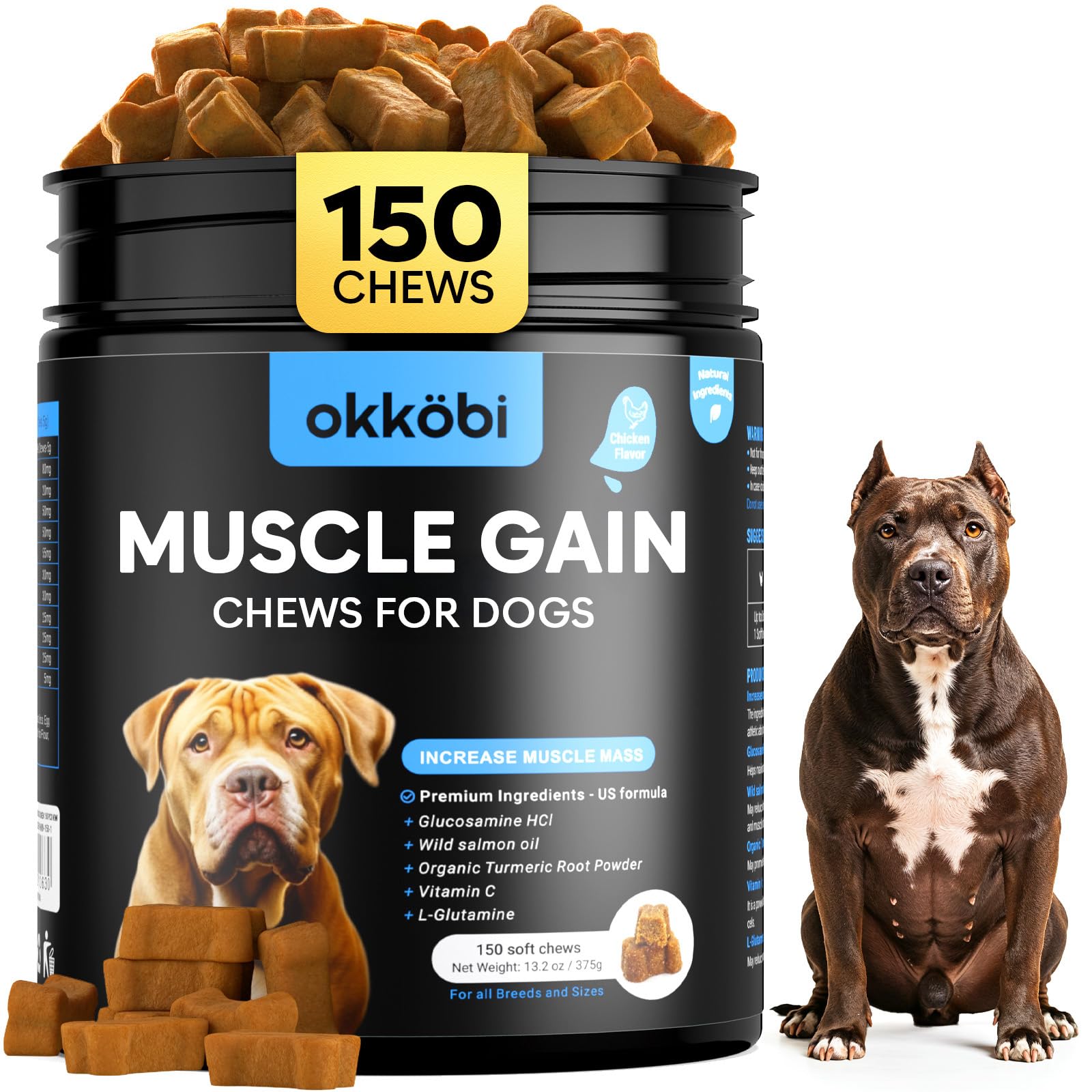OKKÖBI boîte de 150 chews saveur poulet, pratique pour complément calorique