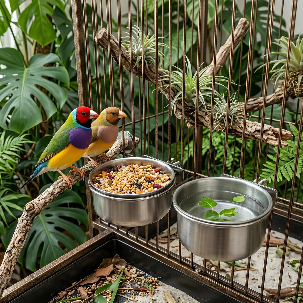 Okllen gamelle installée dans une cage créant espace de repas ordonné