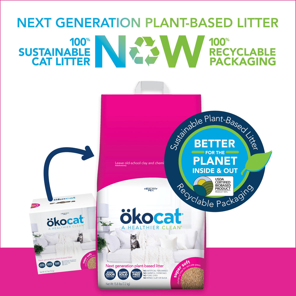 ÖKOCAT gros plan sur fibres de bois montrant absorption rapide