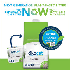 ÖKOCAT gros plan sur granulés papier montrant texture absorbante et propre