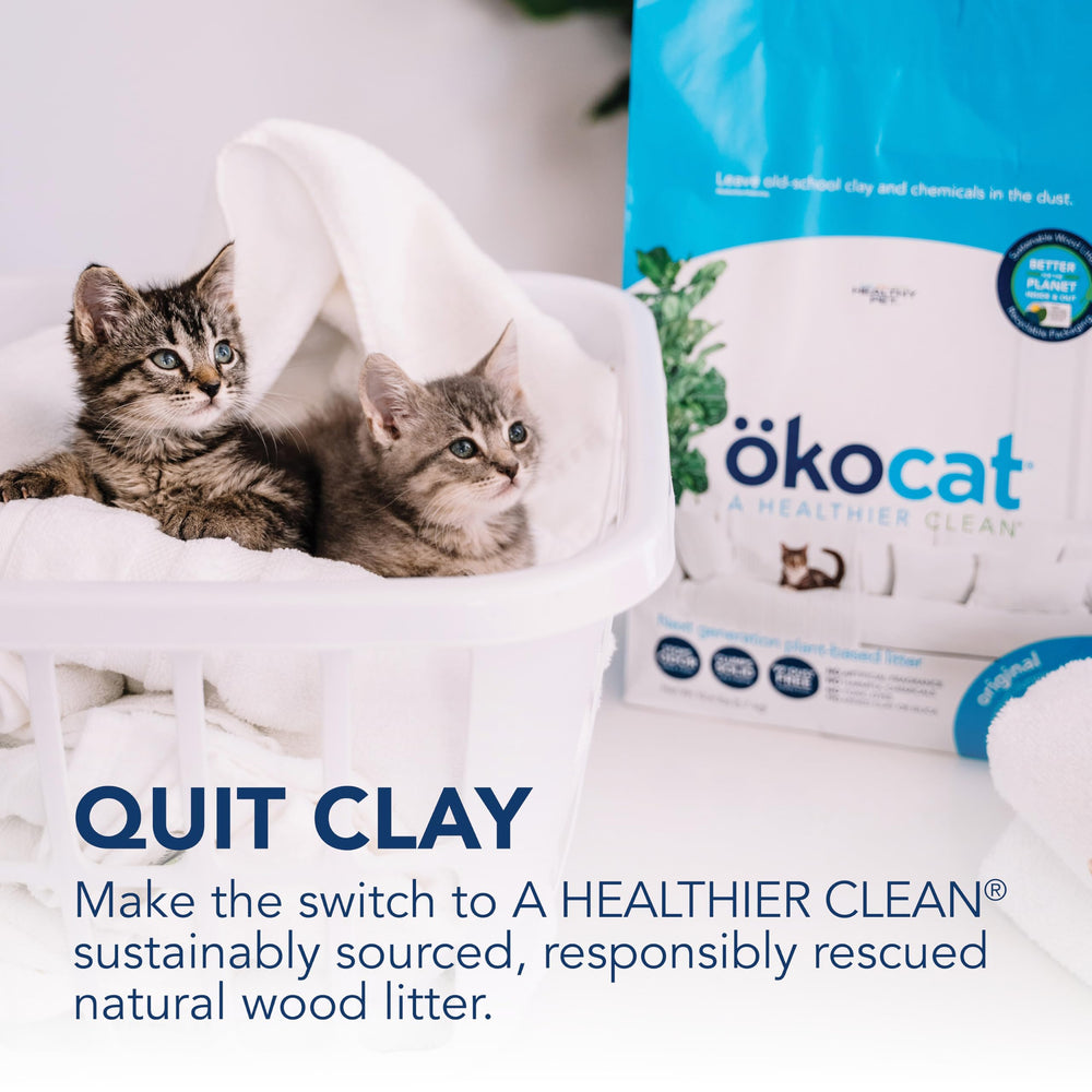 ÖKOCAT sac et symbole compost montrant que le produit est biodégradable