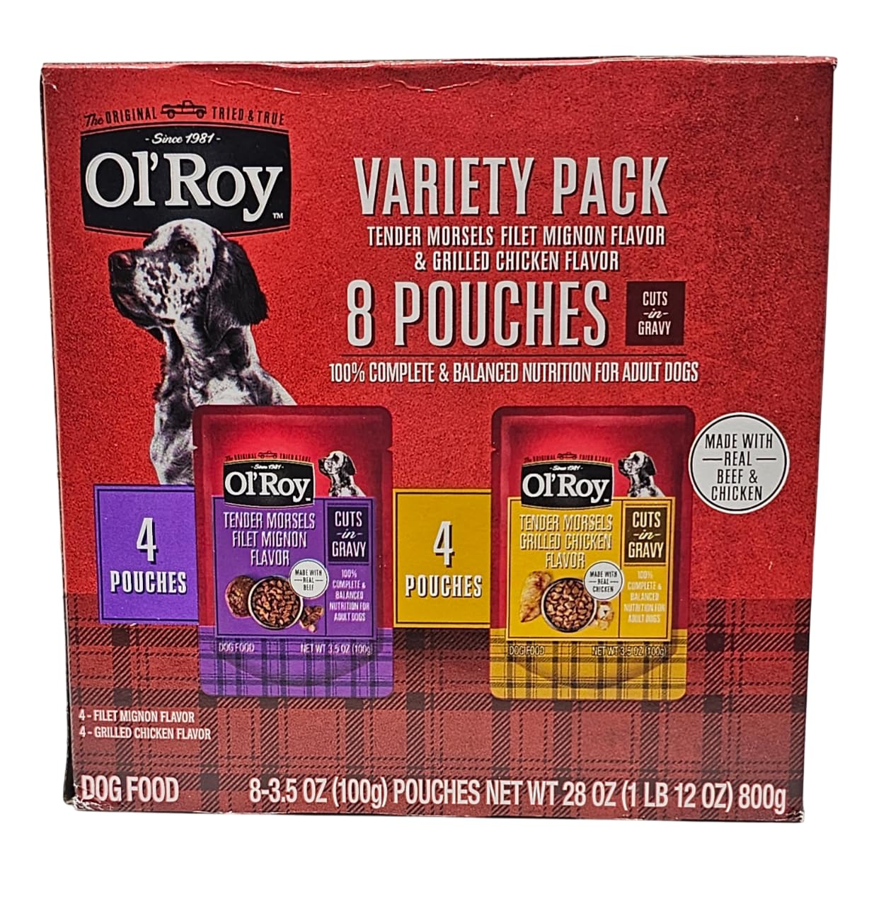 Ol' Roy sachet ouvert révélant morceaux tendres et service rapide