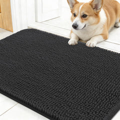 OLANLY tapis face avant montrant chenille absorbante pour entrée propre