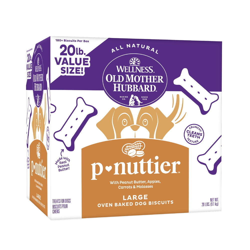 Old Mother Hubbard boîte 20 lb montrant l’emballage et la quantité pratique