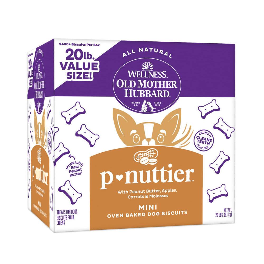 Old Mother Hubbard boîte 20 lb montrant l'emballage pratique et économique