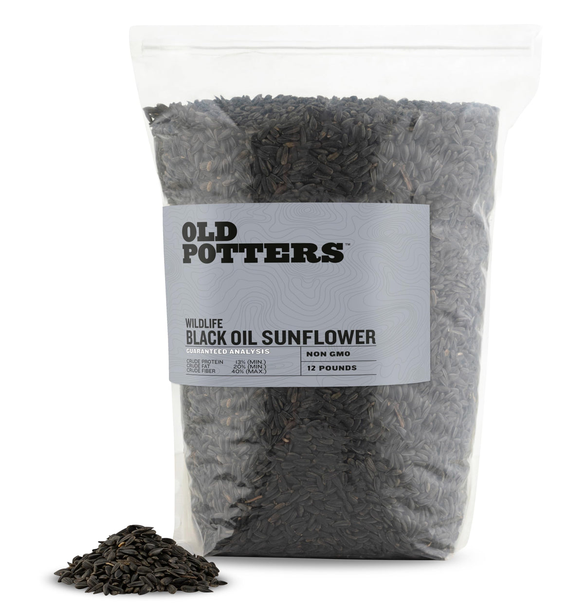 Old Potters sac 12 lb montrant emballage et marque, idéal pour alimentation aviaire