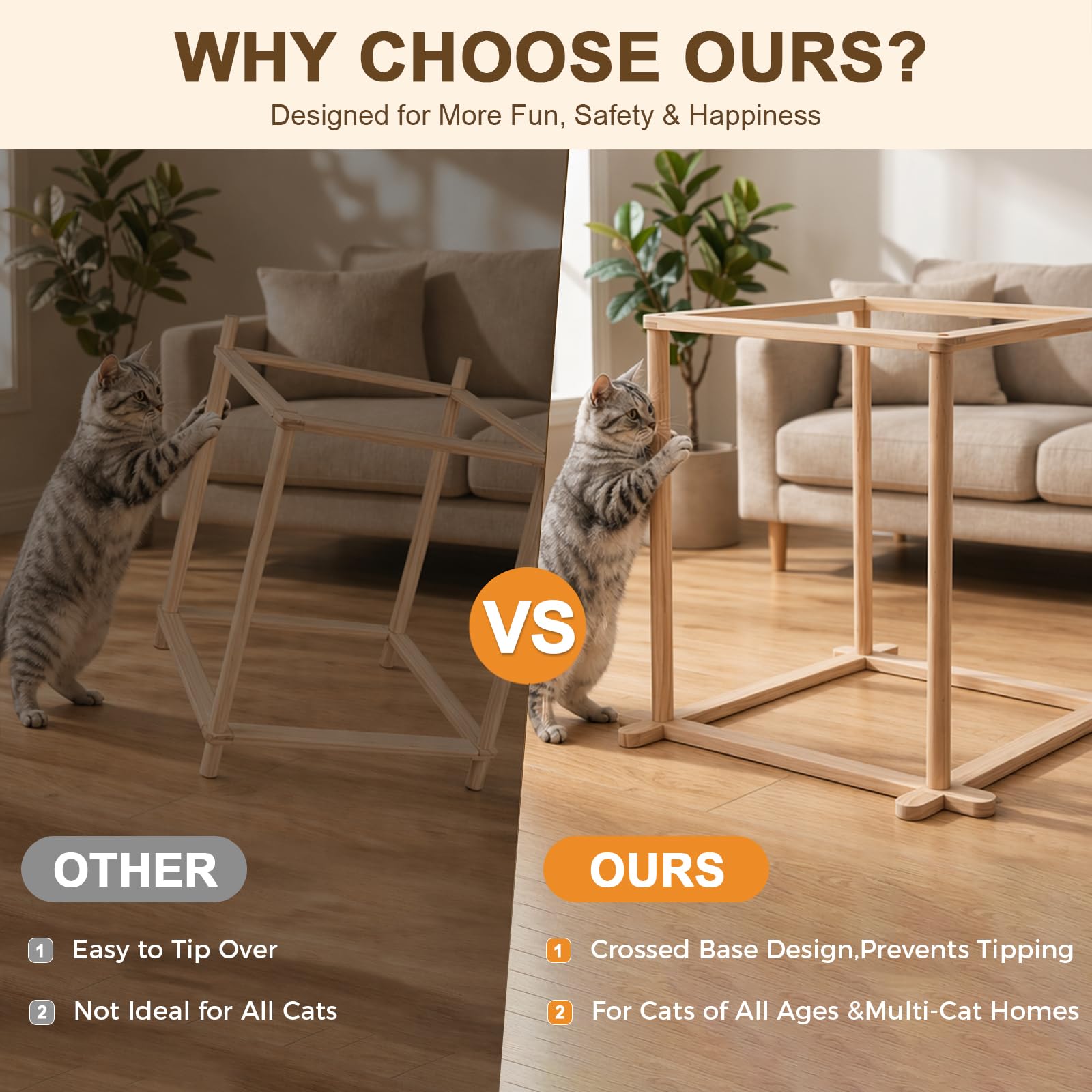 Ollie’s den raccords poncés et bords lisses protégeant les pattes