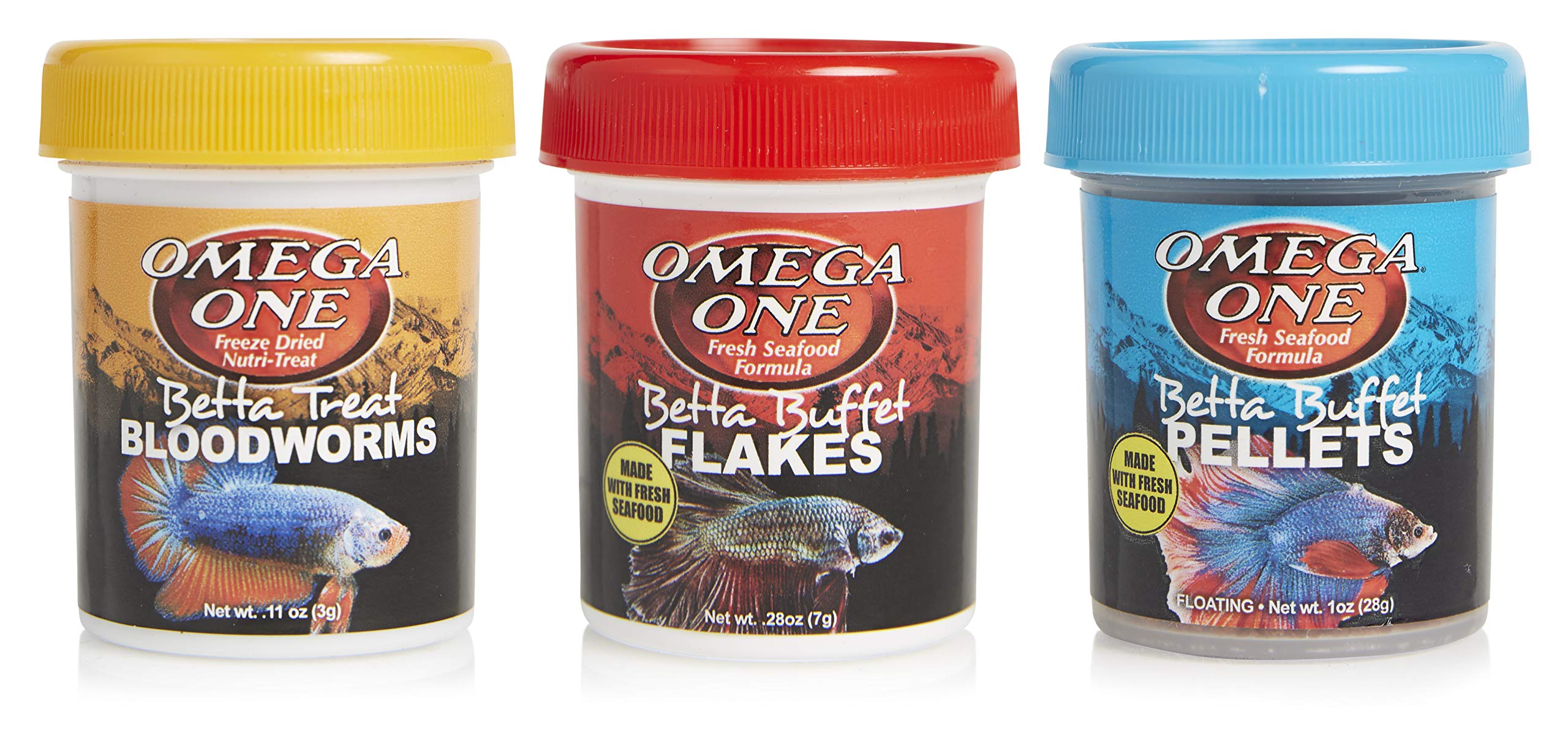 Omega One emballage avant montrant le pack variété, pratique pour stockage