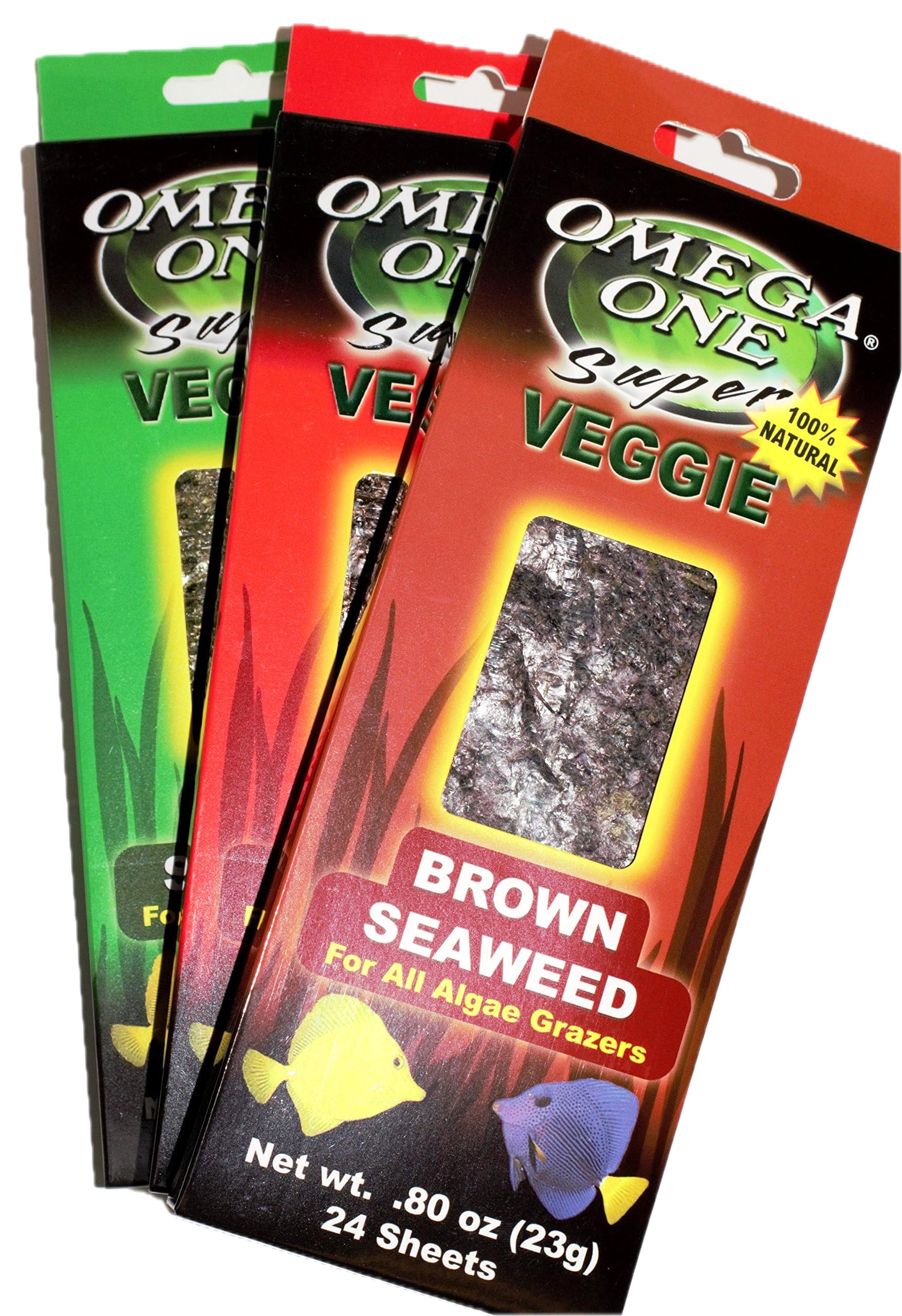Omega One emballage avant montrant sachets refermables et variétés pratique