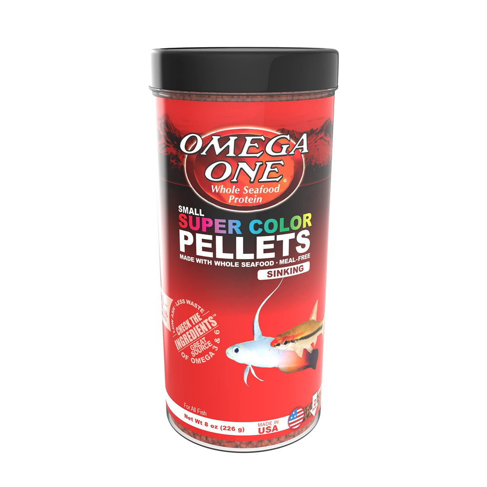 Omega One emballage devant montrant le format 8 oz et bénéfice couleur