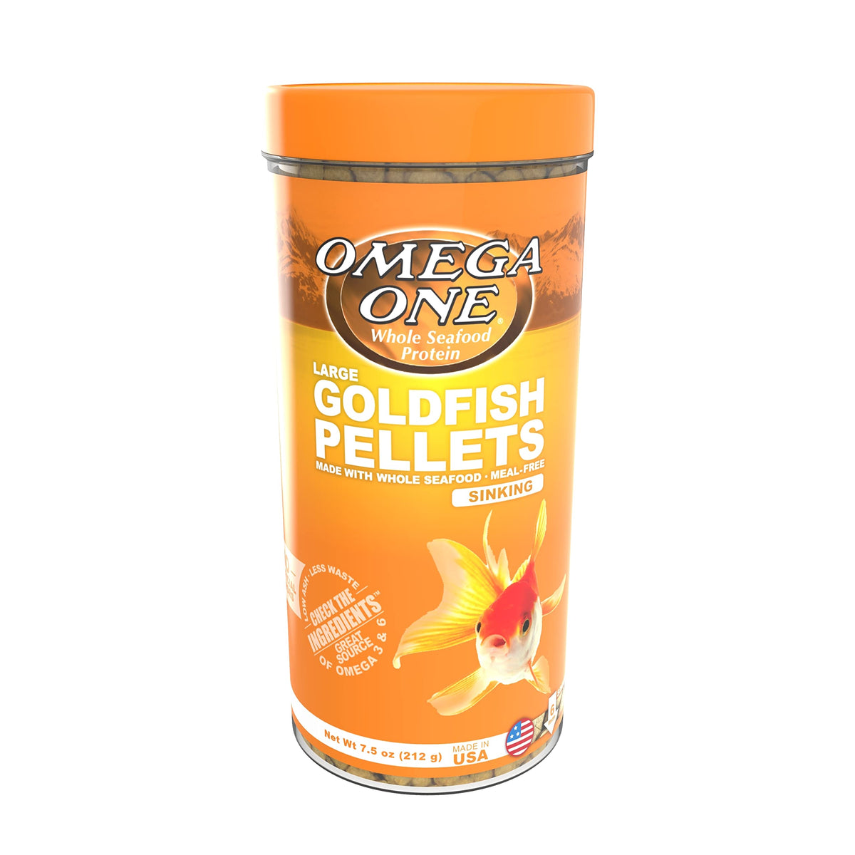 Omega One emballage face montrant granulés et informations nutritionnelles