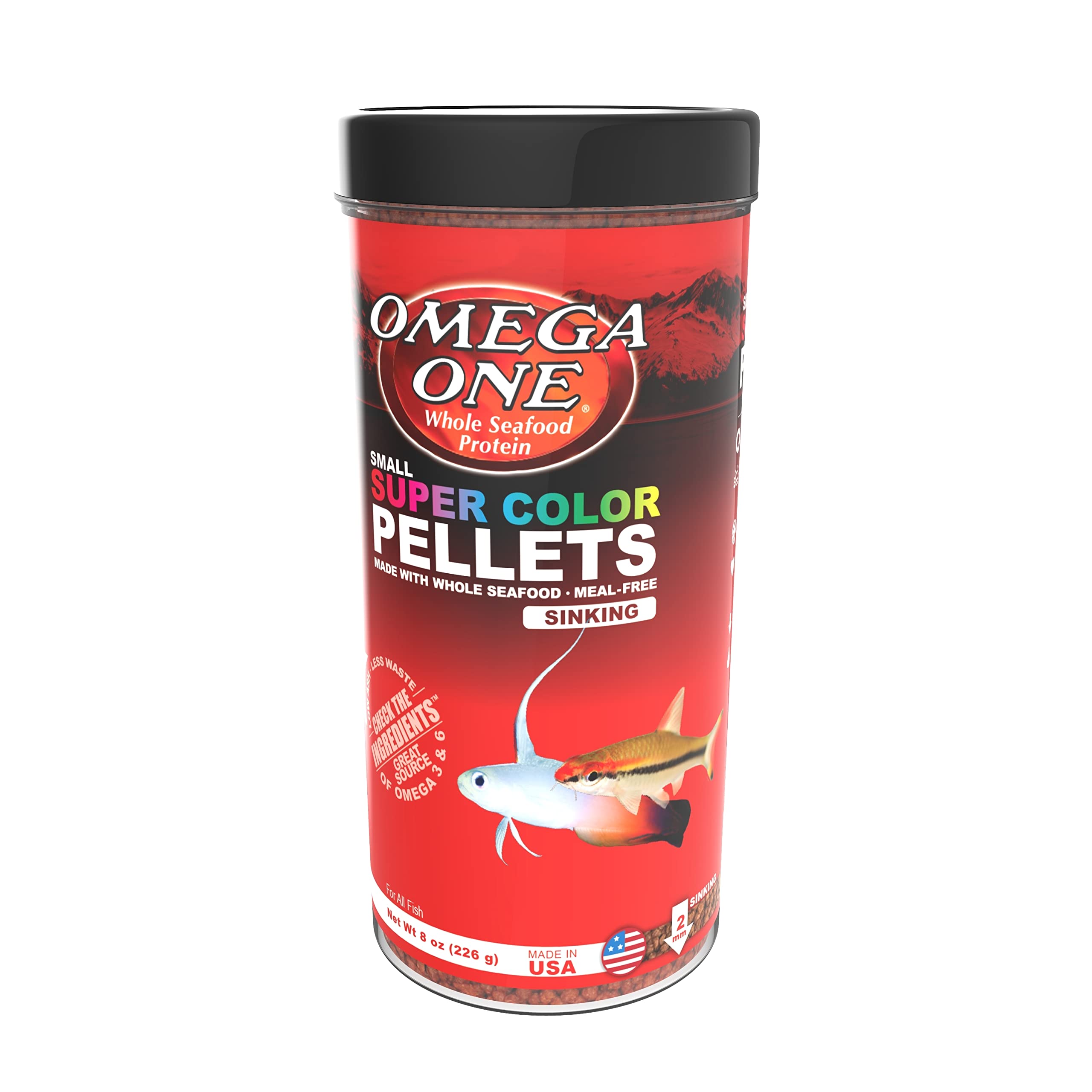 Omega One gros plan sur granulé 2 mm montrant texture et qualité