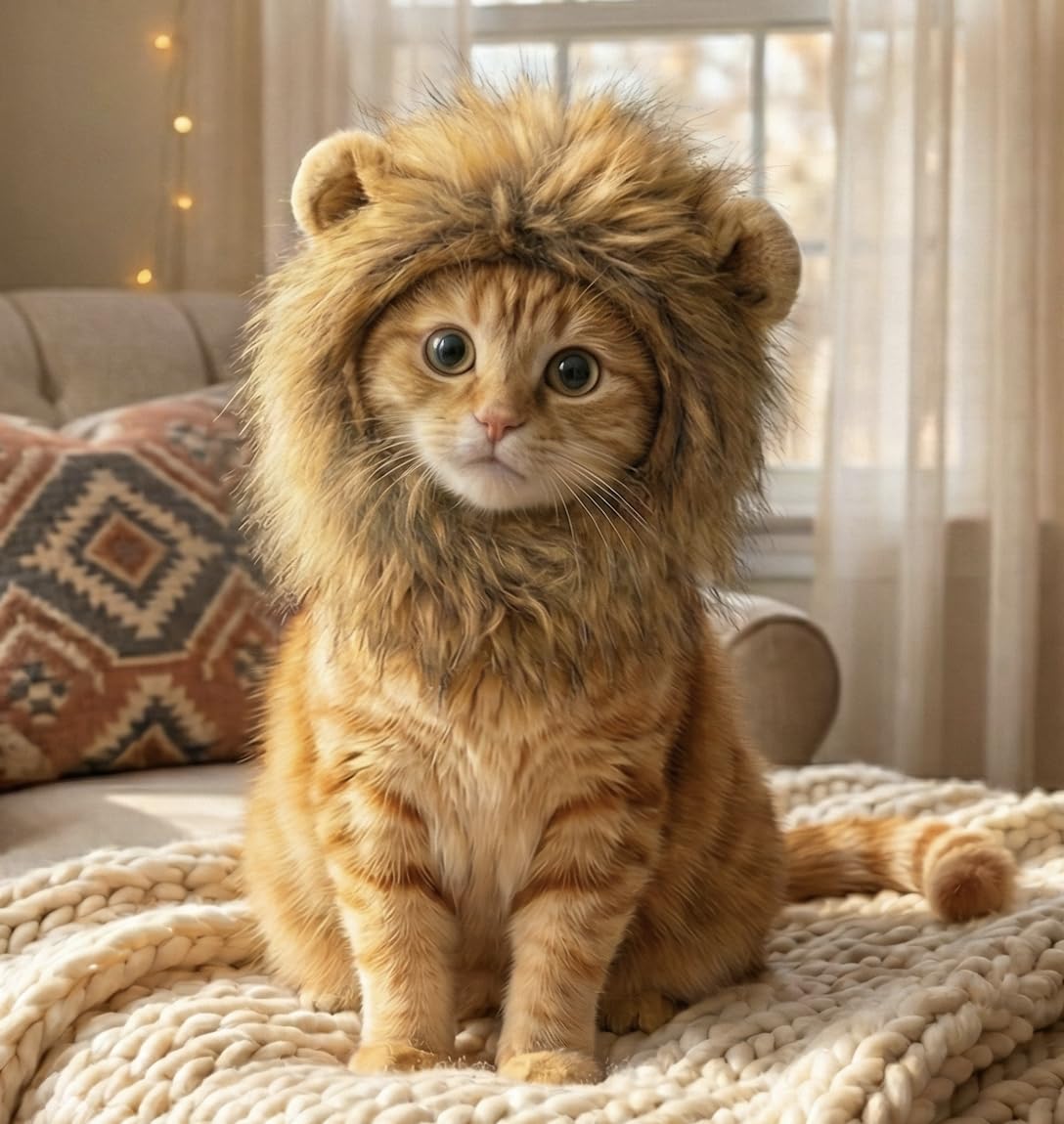 OMG Adorables crinière face sur chat, pose photo amusante