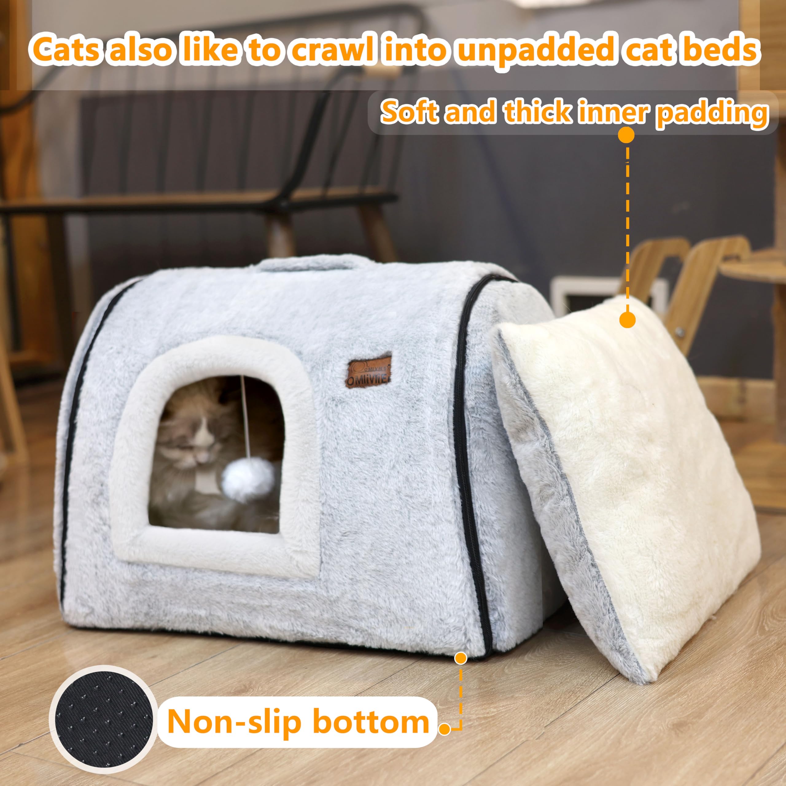 OMLIVLIES intérieur avec coussin retiré montrant accessibilité