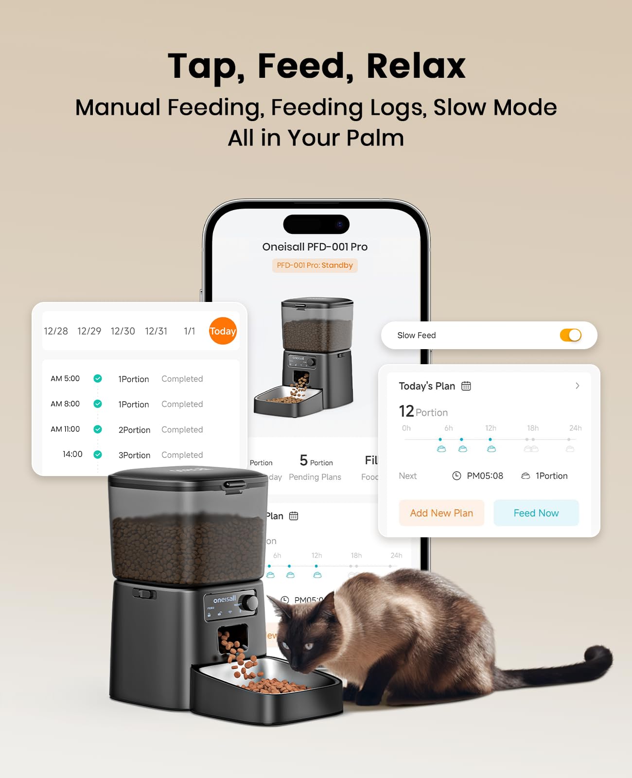 oneisall écran d'application smartphone pour programmer repas à distance