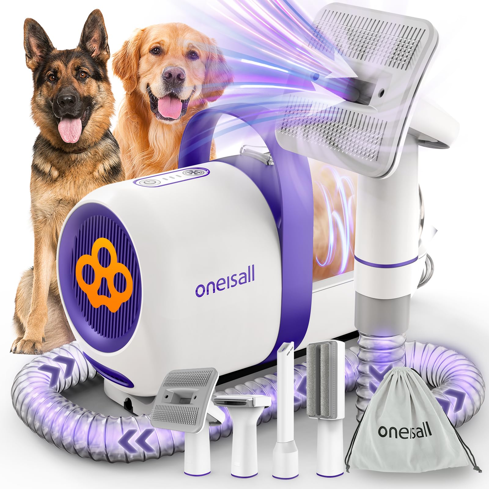 oneisall face avant montrant la brosse aspirante et son design ergonomique