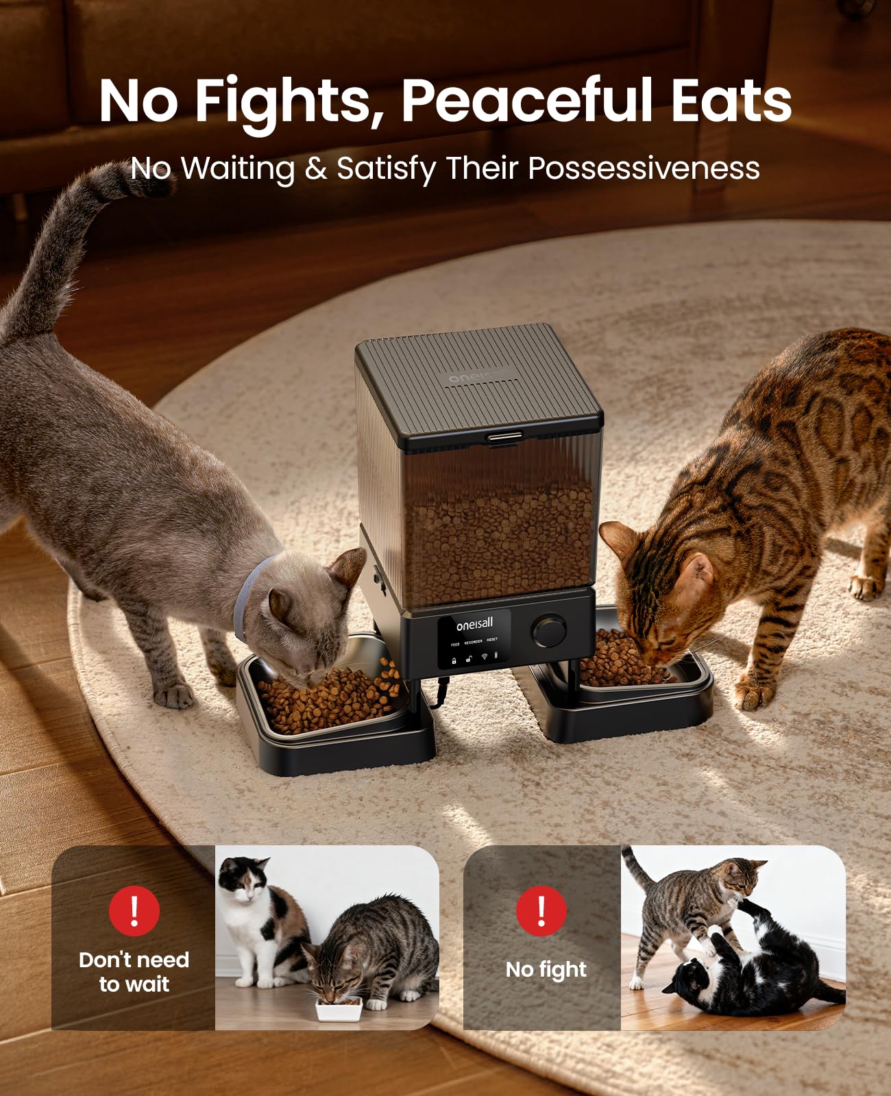 oneisall bouton d'enregistrement vocal pour calmer les chats avant repas