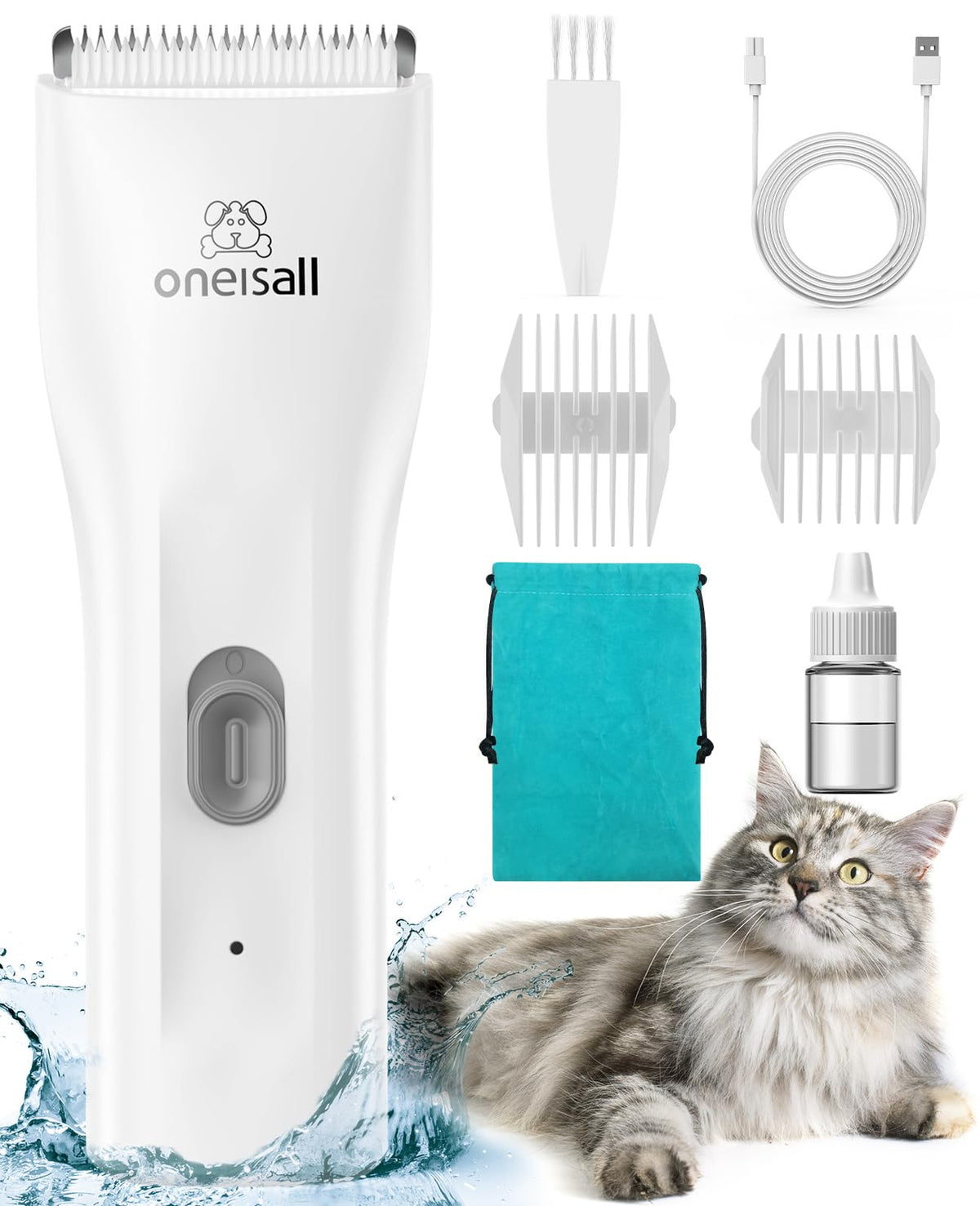 oneisall tondeuse et emballage montrant le produit prêt à l'emploi et gain de temps