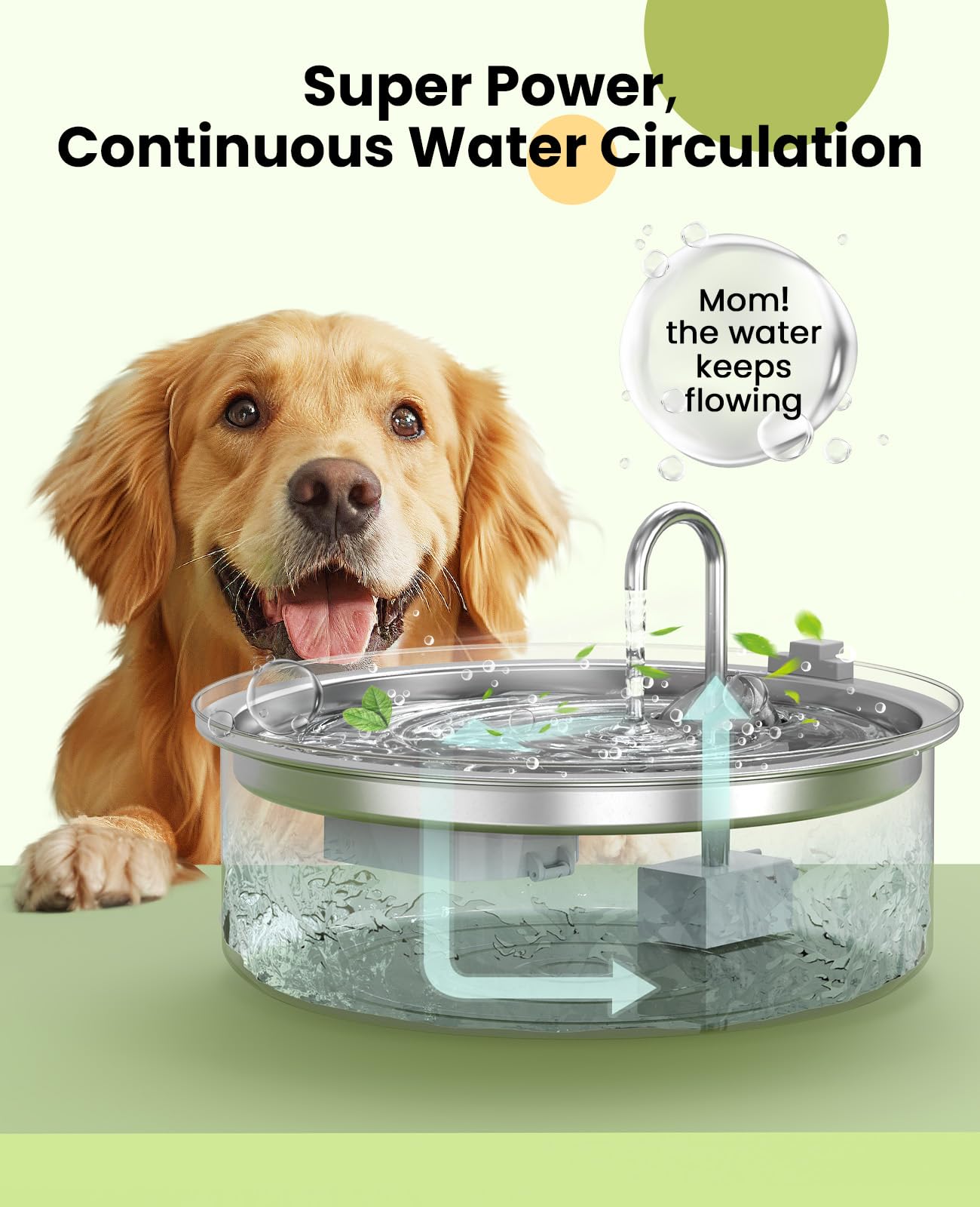 oneisall fontaine en usage avec grand chien facilitant l'accès à l'eau