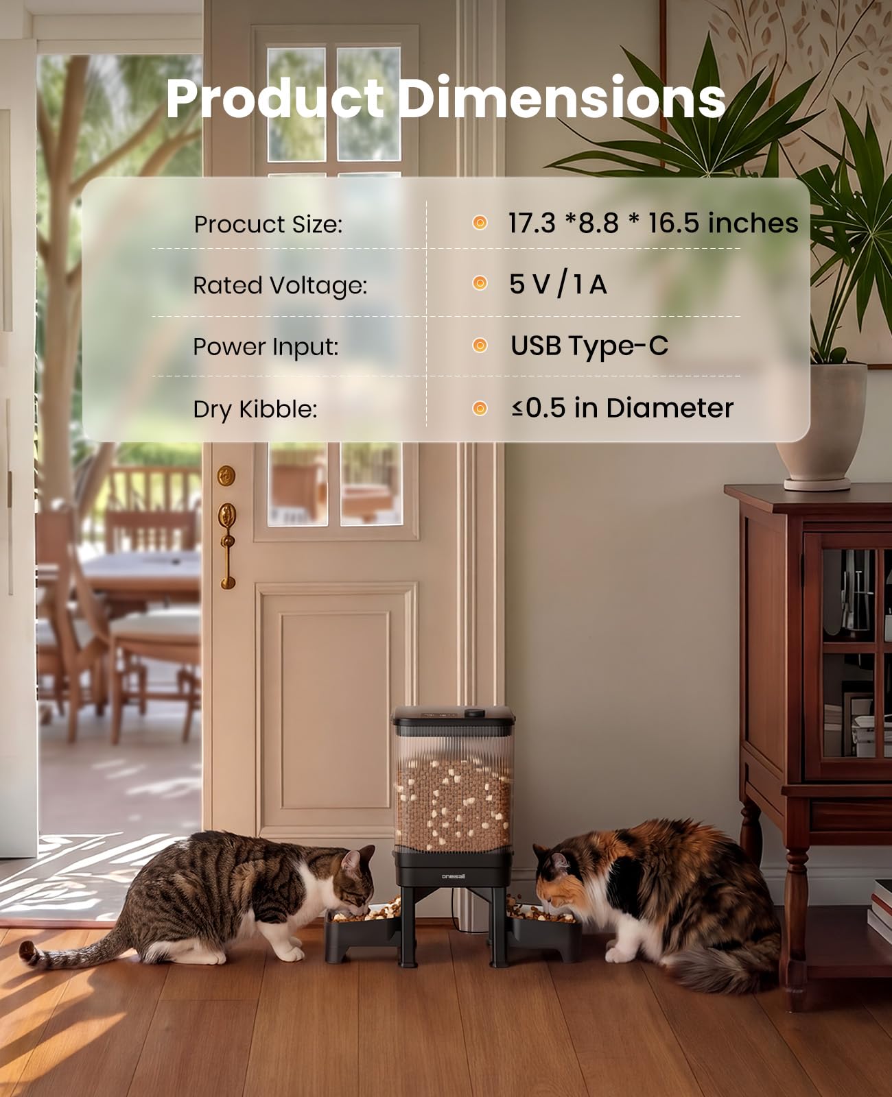 oneisall réservoir avec compartiment dessiccatif pour garder croquettes fraîches