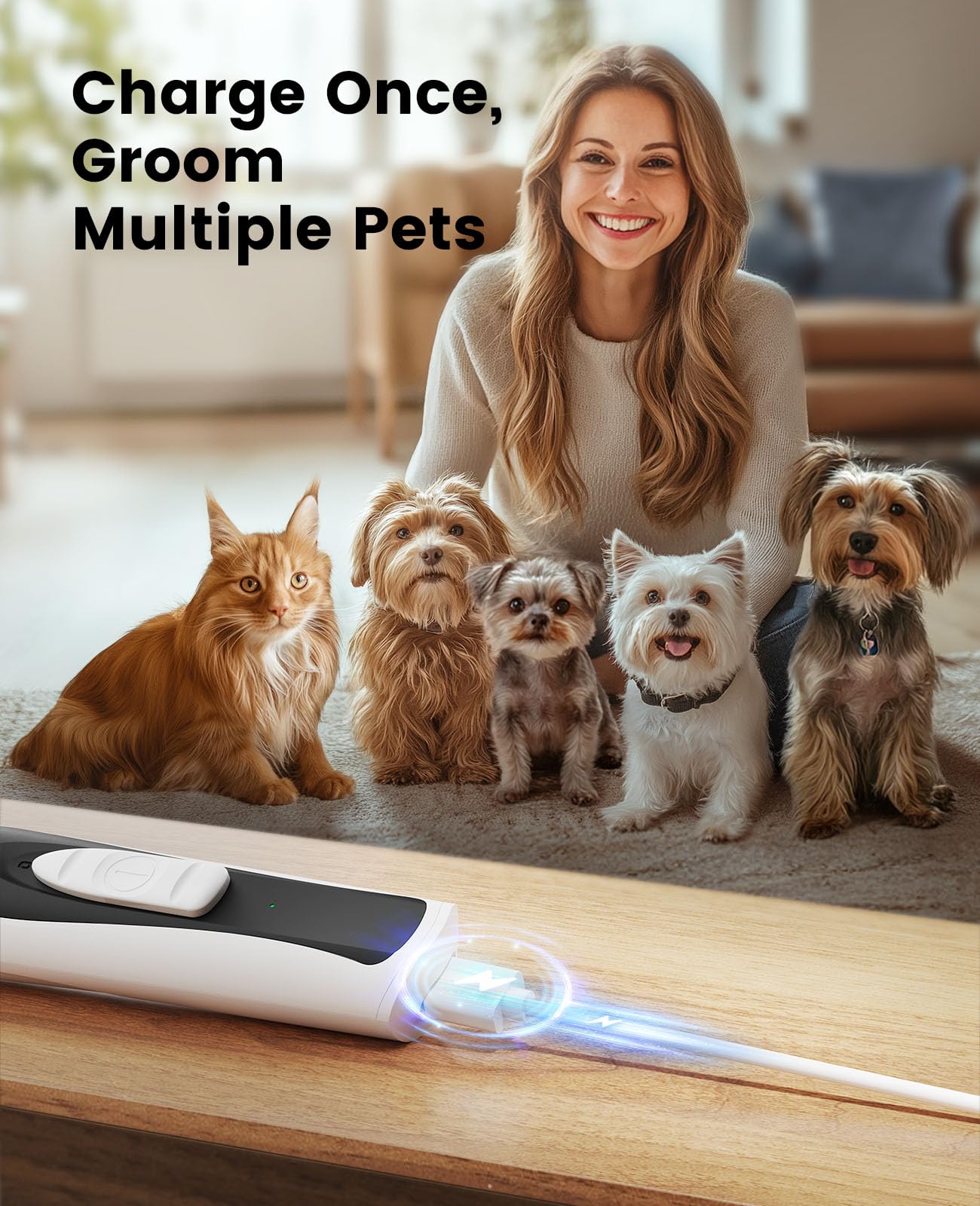 oneisall tondeuse utilisée sur pattes de chien pour retouche en douceur