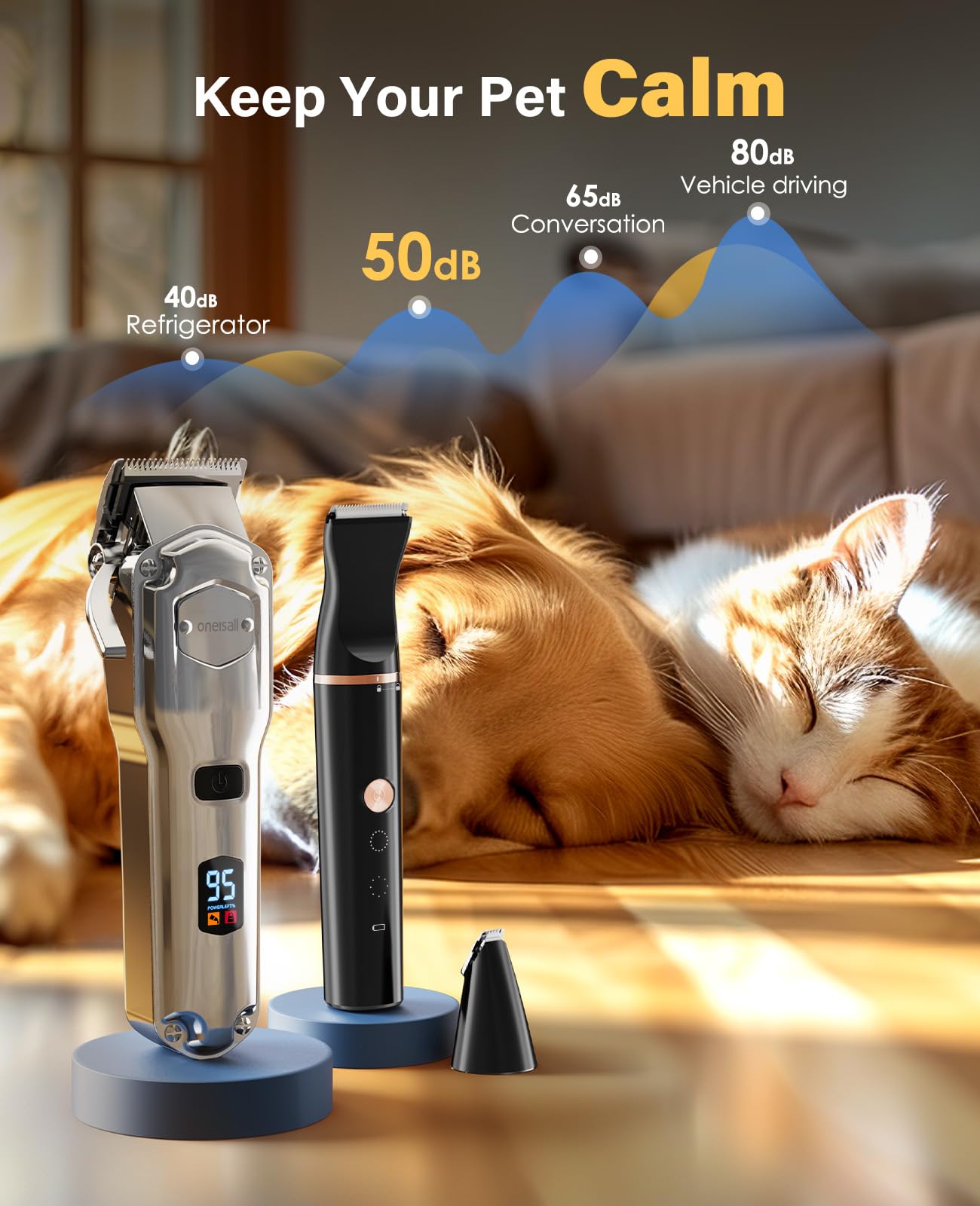 oneisall tondeuse en action sur chien à pelage épais pour coupe sans tirer