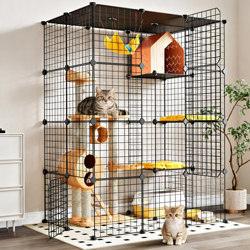 Oneluck cage face avant montrant espace sécurisé pour chats